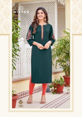 Mittoo Kaamiya Heavy Rayon Kurti Collection Elegant Embroidered Kurtis And Wholesale kurtis catalogs