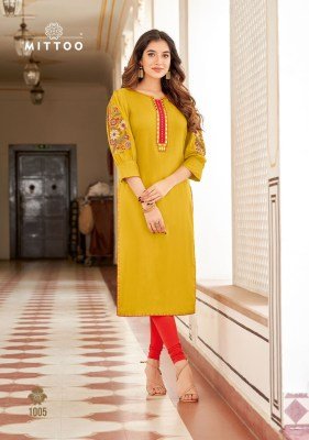 Mittoo Kaamiya Heavy Rayon Kurti Collection Elegant Embroidered Kurtis And Wholesale kurtis catalogs