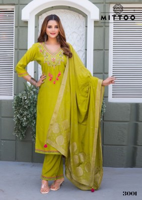 Mittoo Mansa Exclusive Viscose Handwork Kurti with Pant and Muslin Jacquard Dupatta Wholesale kurtis catalogs