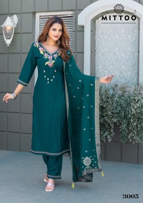 Mittoo Mansa Exclusive Viscose Handwork Kurti with Pant and Muslin Jacquard Dupatta Wholesale kurtis catalogs