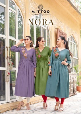 Mittoo Nora  Designer Heavy Rayon Kurti with Thread And Hand Embroidery Wholesale wholesale catalogs