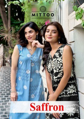 Mittoo Saffron Rayon Printed Kurti with Sleeve Design and Attached Rayon Bottom Wholesale Mittoo Kurti catalogue 