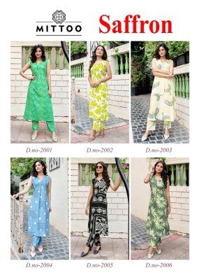 Mittoo Saffron Rayon Printed Kurti with Sleeve Design and Attached Rayon Bottom Wholesale kurtis catalogs