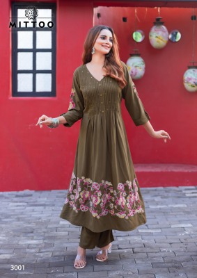 Mittoo Tanvika Reyon Thread And Handwork Kurti Pant Wholesale  kurtis catalogs
