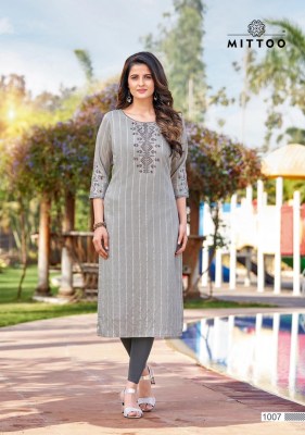 Mittoo by naaz nylone viscose strips hand work with embroidery kurti catalog at wholesale rate  kurtis catalogs