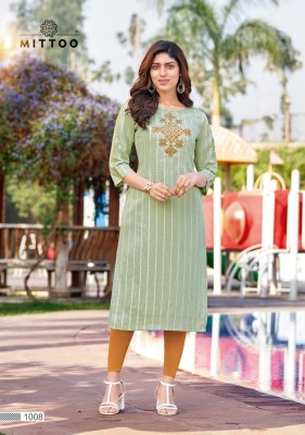 Mittoo by naaz nylone viscose strips hand work with embroidery kurti catalog at wholesale rate  kurtis catalogs