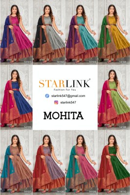 Mohita by Starlink Exclusive Readymade weaving pattu gown with dupatta catalogue at affordable rate gown catalogs