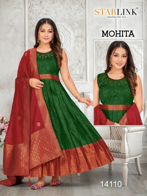 Mohita by Starlink Exclusive Readymade weaving pattu gown with dupatta catalogue at affordable rate gown catalogs