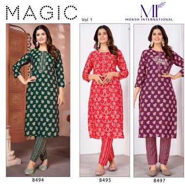 Moksh International Magic Vol 1 Premium Royal Silk Handwork Suit Set Kurti Collection Wholesale kurtis catalogs