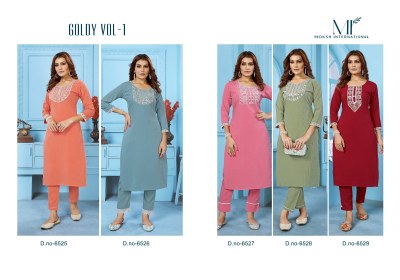 Moksh International by Goldy vol 1 rinkal cotton with embroidered kurti with pant catalogue at wholesale price kurtis catalogs