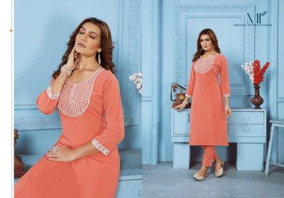 Moksh International by Goldy vol 1 rinkal cotton with embroidered kurti with pant catalogue at wholesale price kurtis catalogs