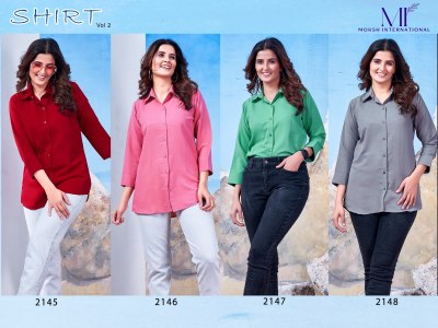 Moksh international by Shirt vol 2 fancy mazza cotton plain fancy woman shirt catalogue at low rate western wear catalogs