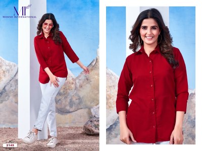 Moksh international by Shirt vol 2 fancy mazza cotton plain fancy woman shirt catalogue at low rate western wear catalogs