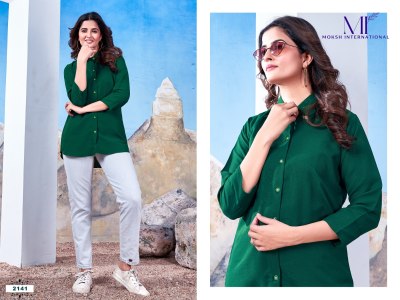 Moksh international present shirt vol 1 fancy plain maaza cotton western top catalogue at wholesale price western wear catalogs