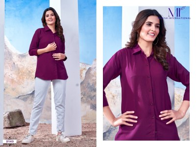 Moksh international present shirt vol 1 fancy plain maaza cotton western top catalogue at wholesale price western wear catalogs