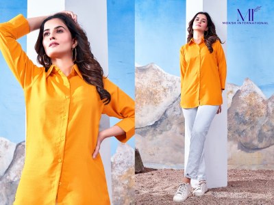 Moksh international present shirt vol 1 fancy plain maaza cotton western top catalogue at wholesale price western wear catalogs