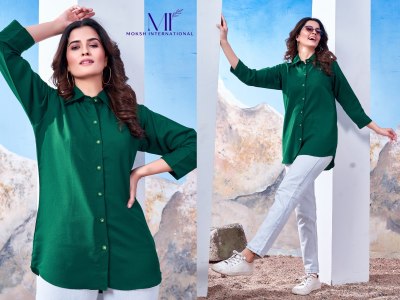 Moksh international present shirt vol 1 fancy plain maaza cotton western top catalogue at wholesale price western wear catalogs