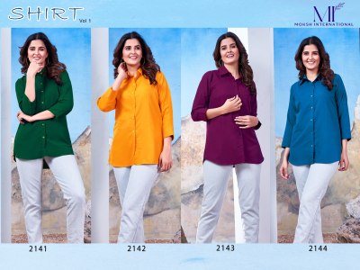 Moksh international present shirt vol 1 fancy plain maaza cotton western top catalogue at wholesale price western wear catalogs