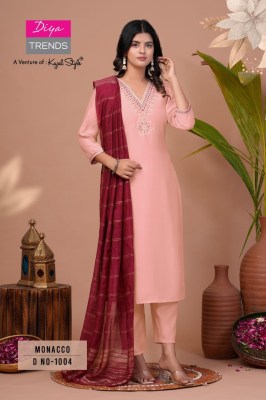 Monacco Vol 1 by Diya Trends Straight Kurti Pant and Dupatta catalogue at affordable rate  readymade suit catalogs