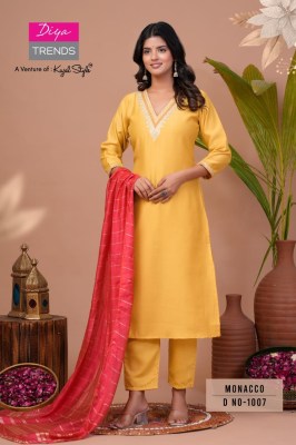 Monacco Vol 1 by Diya Trends Straight Kurti Pant and Dupatta catalogue at affordable rate  readymade suit catalogs