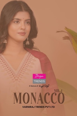 Monacco Vol 1 by Diya Trends Straight Kurti Pant and Dupatta catalogue at affordable rate  readymade suit catalogs