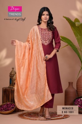 Monacco Vol 1 by Diya Trends Straight Kurti Pant and Dupatta catalogue at affordable rate  readymade suit catalogs