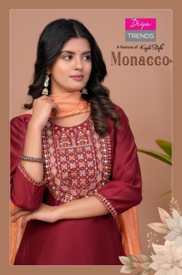 Monacco Vol 1 by Diya Trends Straight Kurti Pant and Dupatta catalogue at affordable rate  readymade suit catalogs