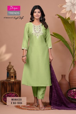 Monacco Vol 1 by Diya Trends Straight Kurti Pant and Dupatta catalogue at affordable rate  readymade suit catalogs