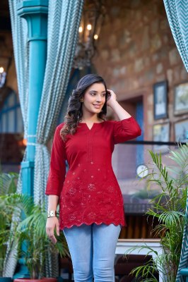 Mony by Rangmaya Fancy plain Bombay fabric short top catalogue at affordable rate western wear catalogs