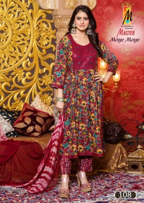 Moye Moye by Master reyon foil printed fancy kurti pant and dupatta catalogue at affordable rate readymade suit catalogs