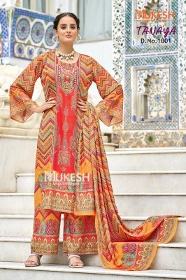 Mukesh Tanaya Pure Crepe Silk Digital Print Suit Set with Mirror Work Top And Plazzo And Dupatta Wholesale kurtis catalogs