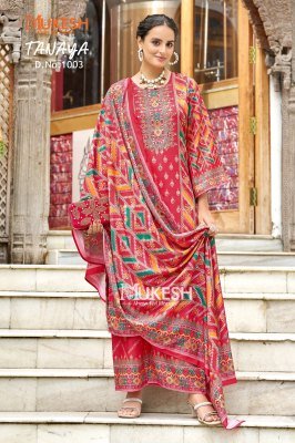 Mukesh Tanaya Pure Crepe Silk Digital Print Suit Set with Mirror Work Top And Plazzo And Dupatta Wholesale kurtis catalogs