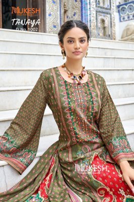 Mukesh Tanaya Pure Crepe Silk Digital Print Suit Set with Mirror Work Top And Plazzo And Dupatta Wholesale kurtis catalogs