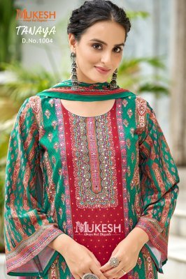 Mukesh Tanaya Pure Crepe Silk Digital Print Suit Set with Mirror Work Top And Plazzo And Dupatta Wholesale kurtis catalogs