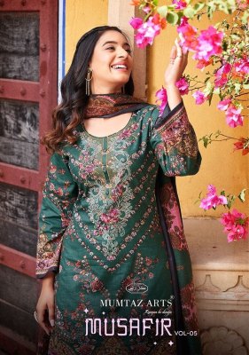 Musafir Vol 5 by riaz arts pure karachi lawn cambric cotton karachi suit catalogue at low rate  Riaz Arts