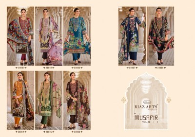 Musafir by Riaz Arts pure Lawn cambric digital printed Karachi suit catalogue at affordable rate Karachi suits catalogs