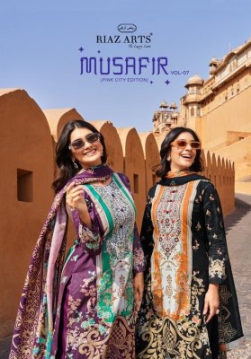 Musafir by Riaz arts Lawn cambric printed karachi dress material catalogue at amaviexpo Riaz Arts