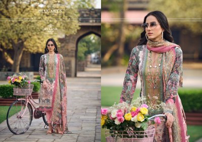 Musafir by Riaz arts pure karachi lawn cambric unstitche dsuit catalogue at affordable rate Karachi suits catalogs