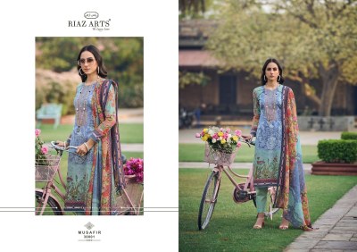 Musafir by Riaz arts pure karachi lawn cambric unstitche dsuit catalogue at affordable rate Karachi suits catalogs