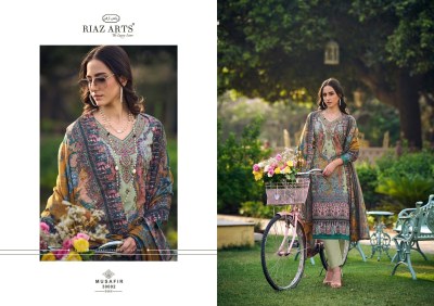 Musafir by Riaz arts pure karachi lawn cambric unstitche dsuit catalogue at affordable rate Karachi suits catalogs