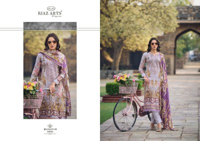 Musafir by Riaz arts pure karachi lawn cambric unstitche dsuit catalogue at affordable rate Karachi suits catalogs