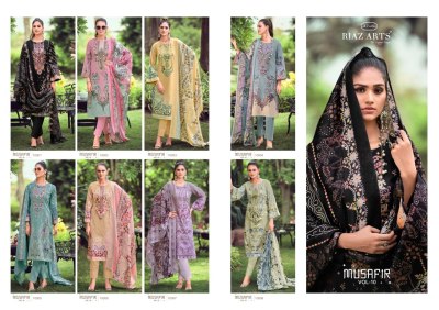 Musafir vol 10 by Riaz arts pure karachi printed dress material catalogue at affordable rate salwar kameez catalogs