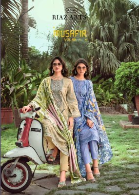 Musafir vol 9 by Riaz arts pure karachi lawn cambric printed dress material catalogue at low rate Riaz Arts