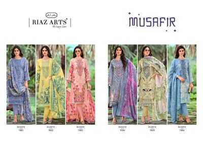 Musafir vol 9 by Riaz arts pure karachi lawn cambric printed dress material catalogue at low rate salwar kameez catalogs