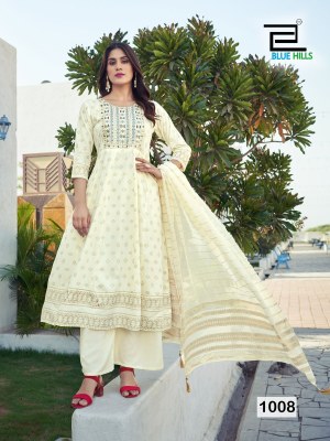 Muskan by Blue hills reyon foil printed kurti pant and dupatta catalogue at low rate readymade suit catalogs