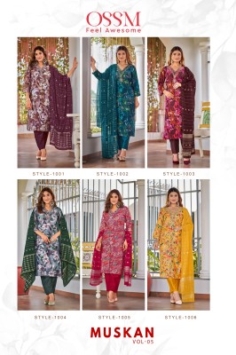 Muskan vol 5 by Ossm Premium chanderi foil printed kurti pant and dupatta catalogue at affordable rate readymade suit catalogs