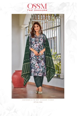 Muskan vol 5 by Ossm Premium chanderi foil printed kurti pant and dupatta catalogue at affordable rate readymade suit catalogs