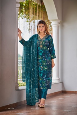 Muskan vol 5 by Ossm Premium chanderi foil printed kurti pant and dupatta catalogue at affordable rate readymade suit catalogs