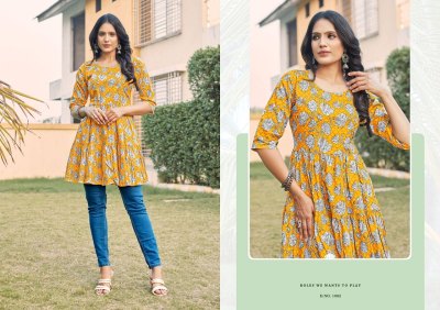 Myra vol 1 by Aryaa Fancy Flair Top Heavy Lawn Cotton fancy tunic catalogue western wear catalogs