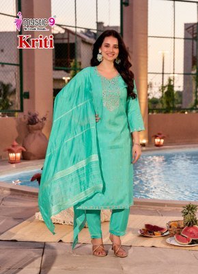 Mystic 9 Kriti Vol 1 Premium Vertican Shimmer Kurti Catalogs Embroidery Wholesale Collection kurtis catalogs